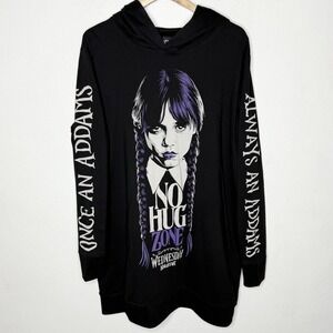Killstar x Wednesday Collab Longline Hoodie No Hug Zone Addams Family Womens 4XL